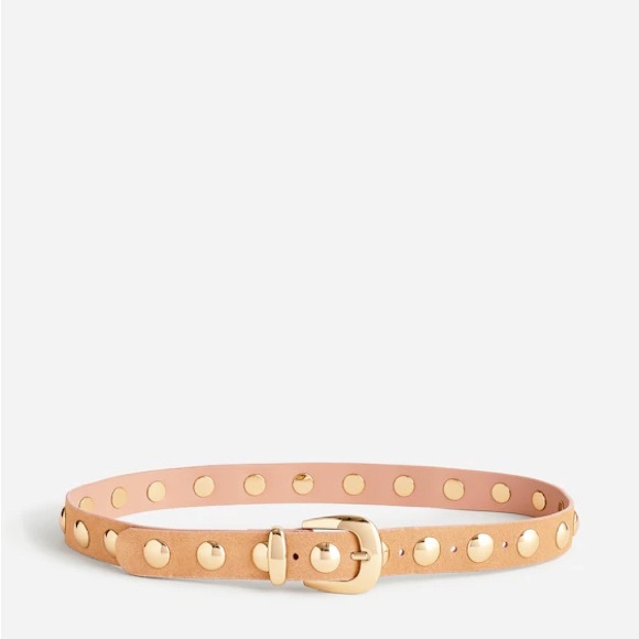 Madewell belt Tan Studded Leather Gold Buckle western new large suede casual